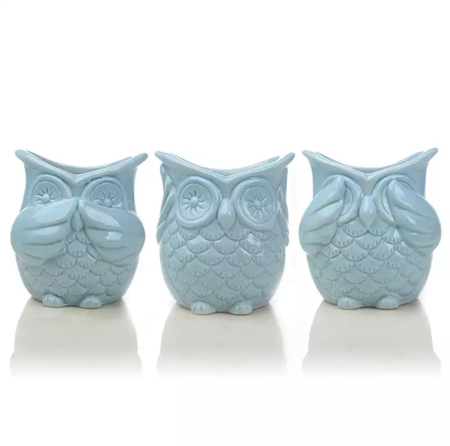 Set of 3 Owl Planters